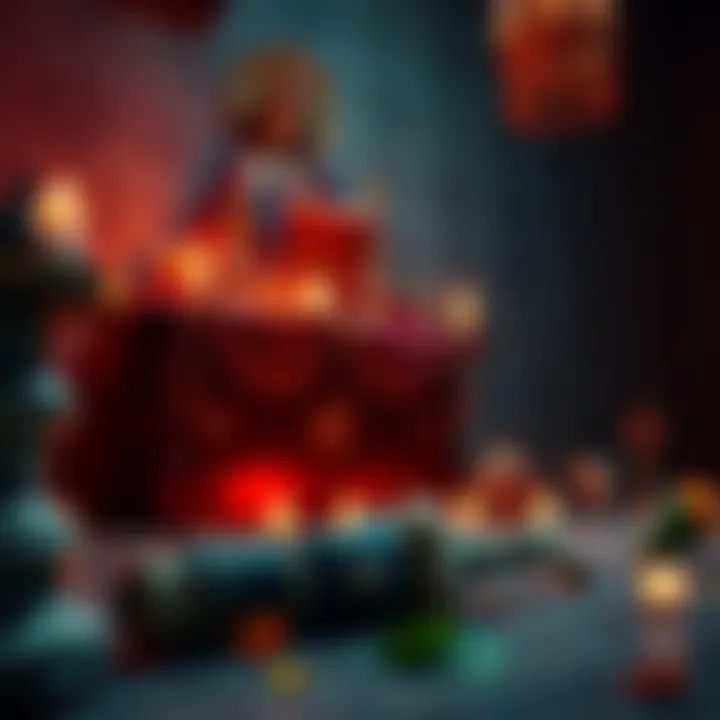 A cat accidentally knocks down a Santa Muerte altar, with a broken statue on the floor.