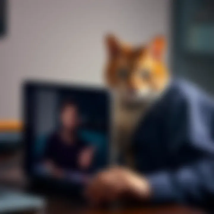 A user chatting on Omegle with a cat named Loki visible behind them, creating a funny and unexpected moment.
