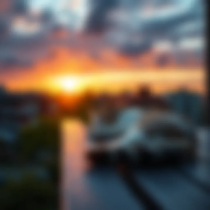 A beloved cat peacefully resting on a balcony during sunset, creating a serene farewell scene