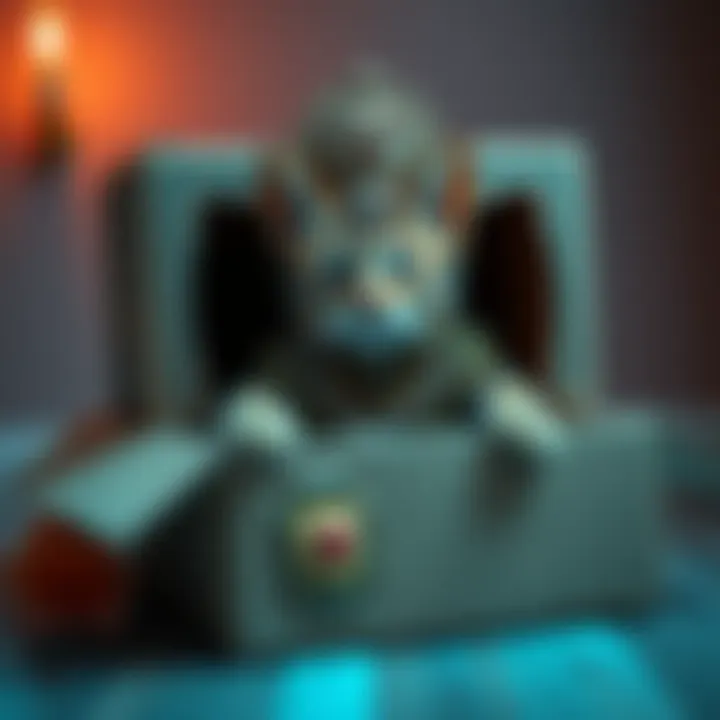 A regal cat lounging in a cardboard box, posing like a guardian in a cozy setting.