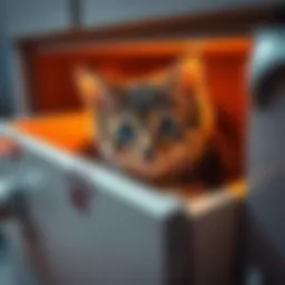 A shy cat trapped inside a closed dresser drawer with paw prints and bite marks visible around it