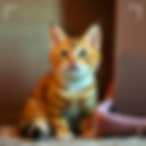 Cat with playful expression A cat with a playful expression sitting in a cozy spot, inviting guesses about her name and personality traits.
