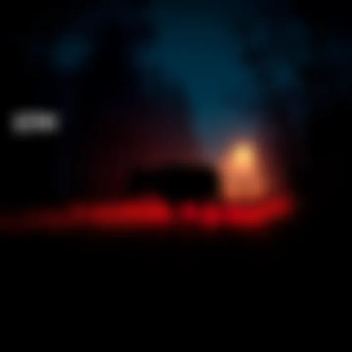 A dark, winding road lined with trees, with a shadowy figure pulling a cow in the distance, evoking a sense of fear and mystery.