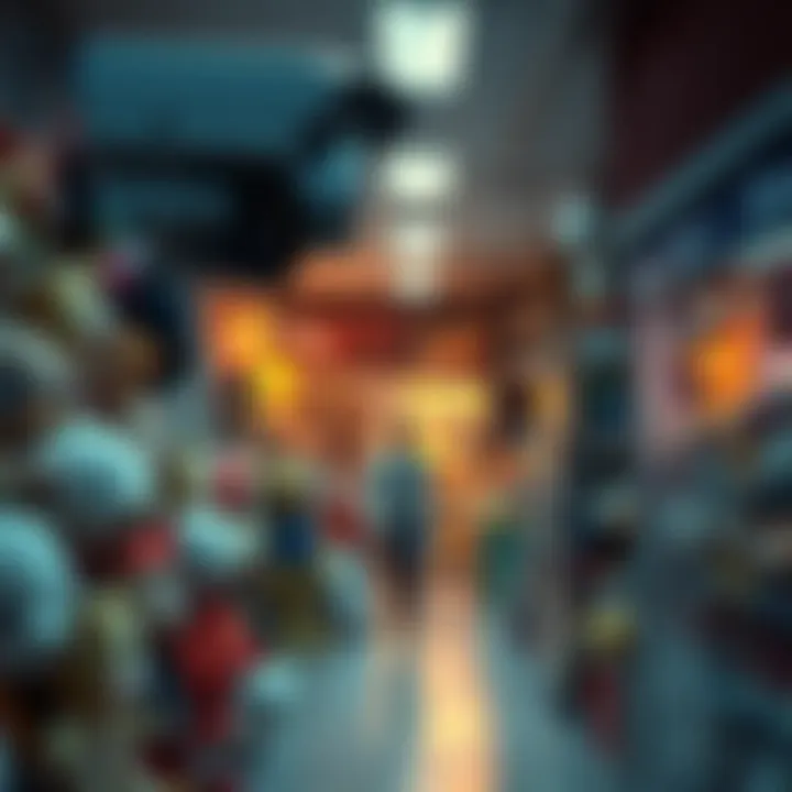 Surveillance camera view showing a store with plush toys and a creepy face emerging from them, while the shop owner is absent.