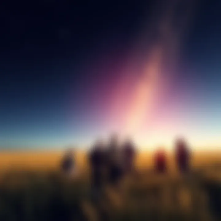CE5 Contact Event A group of people in a field looking at the night sky, trying to make contact with extraterrestrial beings.