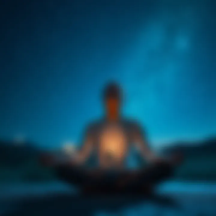 A person meditating at night with stars above, symbolizing a connection with extraterrestrial beings for positive abduction experiences.