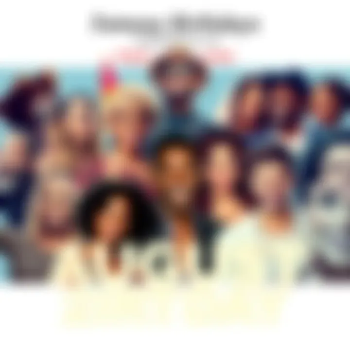 A collage of famous people born on August 20th, including actors and musicians, smiling and celebrating their birthdays.