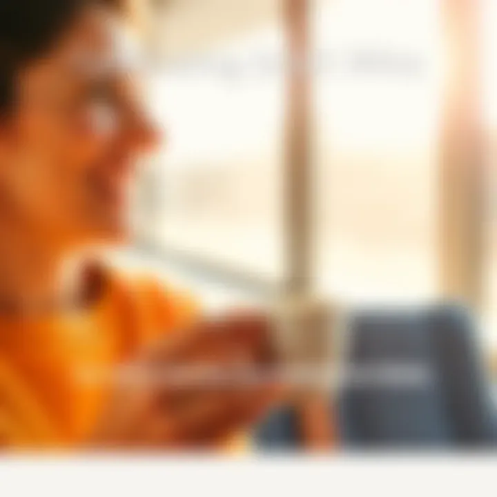 A person smiling while holding a cup of coffee, reflecting on their daily accomplishments, with a sunny background.