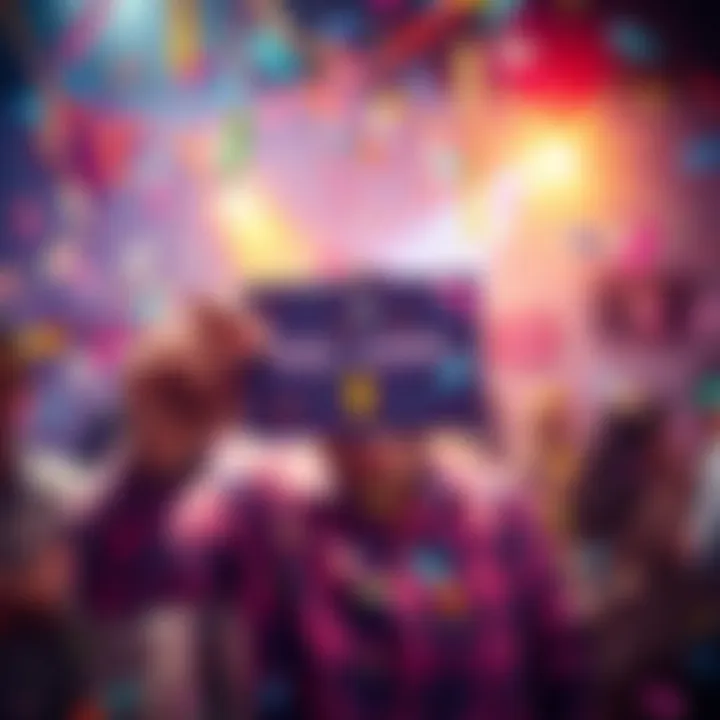 A person joyfully holding a card labeled Soul Cards 1, surrounded by colorful confetti and a festive atmosphere.