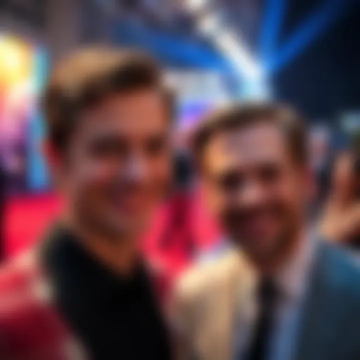 Two famous actors, Tom Holland and Tobey Maguire, smiling at a red carpet event, symbolizing their astrological connection with Venus in the 1st house.