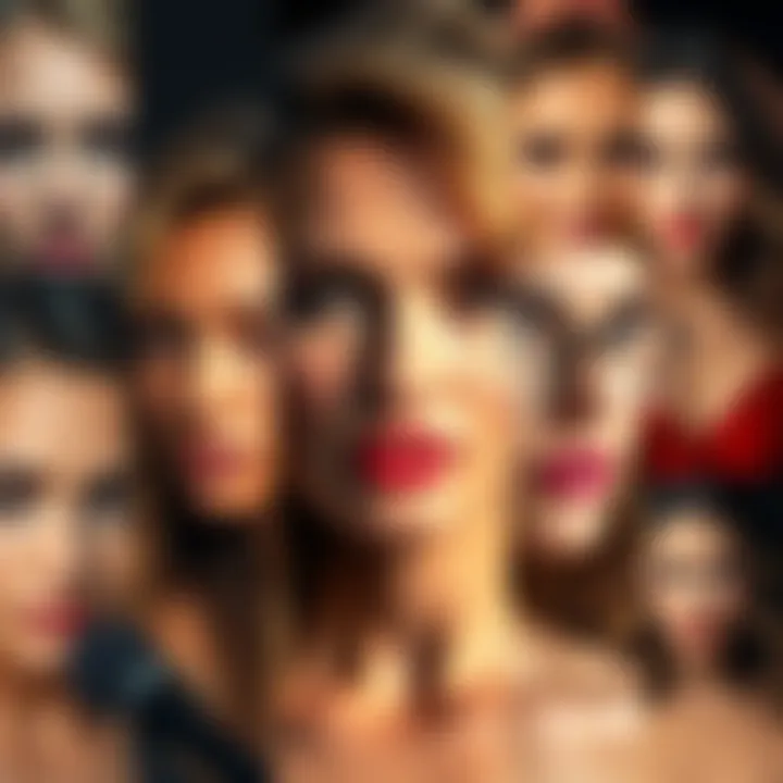 A collage showing various celebrities with diverse beauty standards, emphasizing the contrast in perceptions of attractiveness.