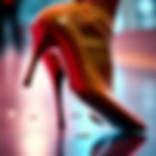 A close-up of a celebrity's foot with a high heel slipping off, showing toes and shoe