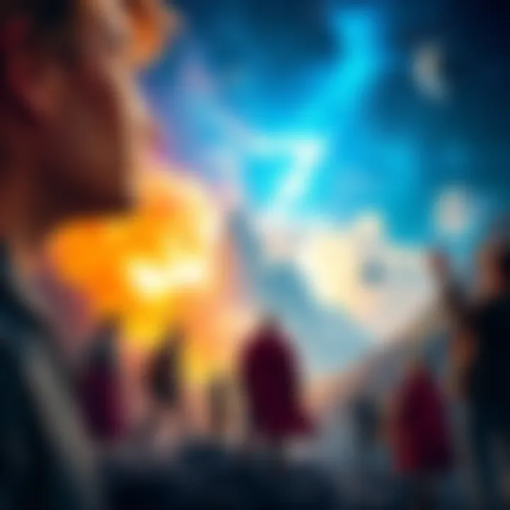 Celestial Cinematic Journey An artistic representation of the 12th house theme in astrology featuring iconic movie scenes intertwined with cosmic imagery.