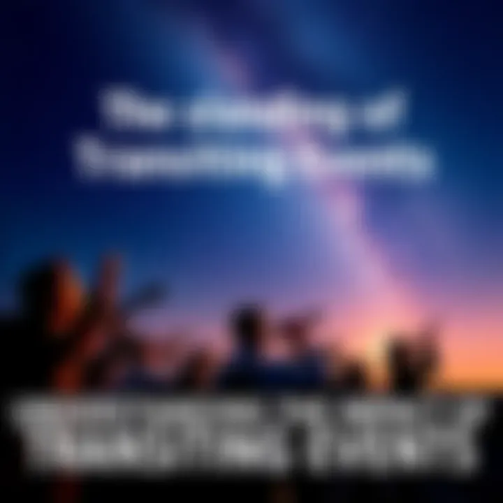 A group of people watching a celestial event at night, gazing up at the sky with telescopes and excitement.