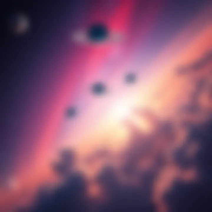 A vibrant sky showing stars and planets aligning, symbolizing a celestial event for humanity's future.