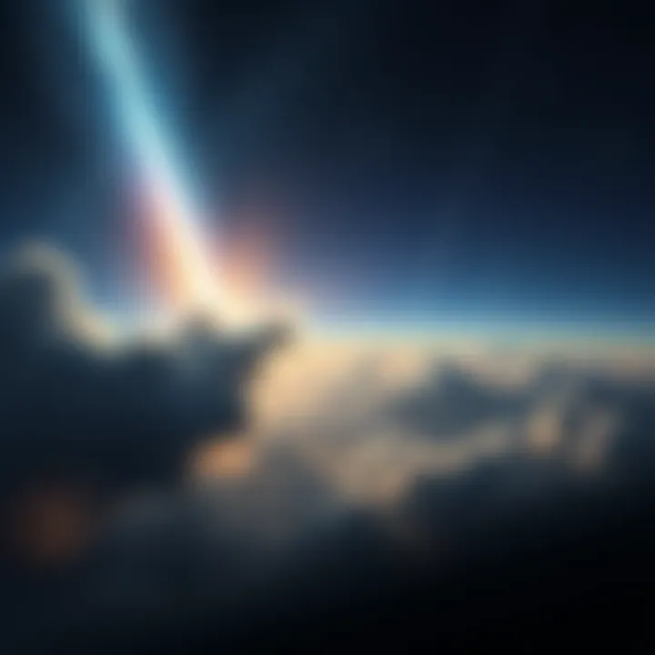 A bright comet streaks across the night sky above dark storm clouds, symbolizing recent global events