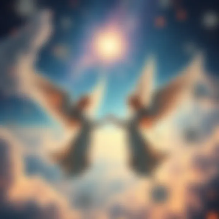 A serene and ethereal representation of angels in a cosmic landscape, embodying grace and support.