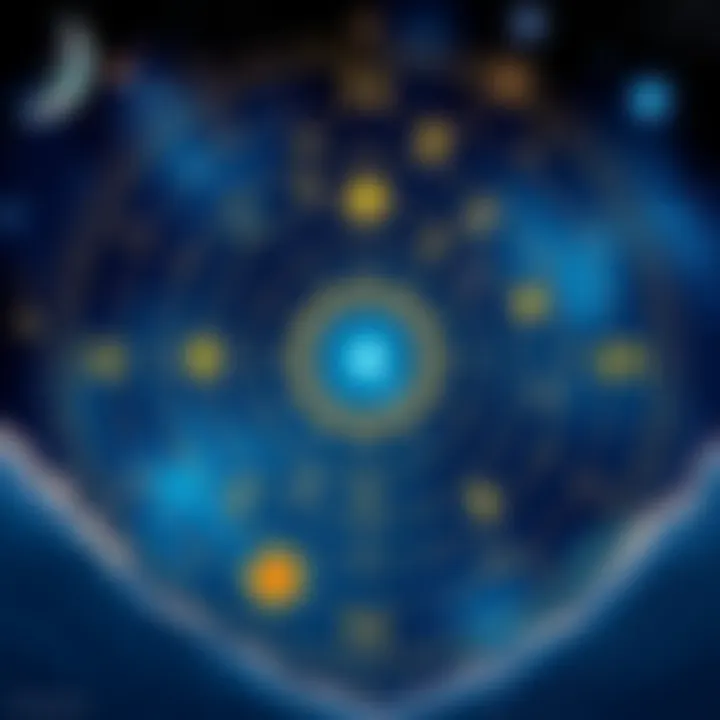An artistic depiction of the Mazzaroth with constellations and symbols representing various cultures and beliefs