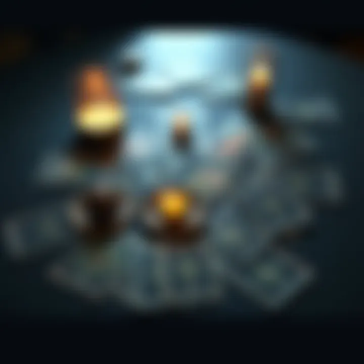 A Celtic cross tarot layout with cards spread out on a table, inviting people to participate in a free reading offer.