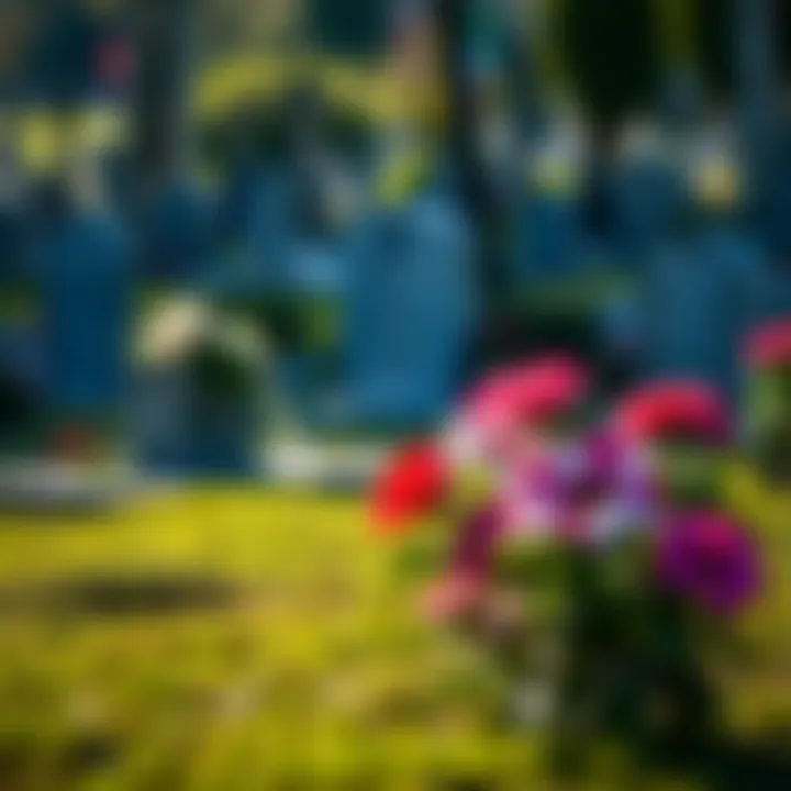 A well-kept cemetery plot with fresh flowers and a clean headstone, symbolizing love and remembrance for the departed.