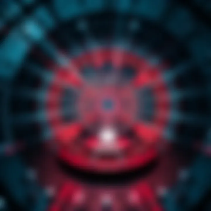 CERN's Collider and Energy Waves A view of CERN's particle collider with energy waves radiating around it, symbolizing changes in reality and frequency.