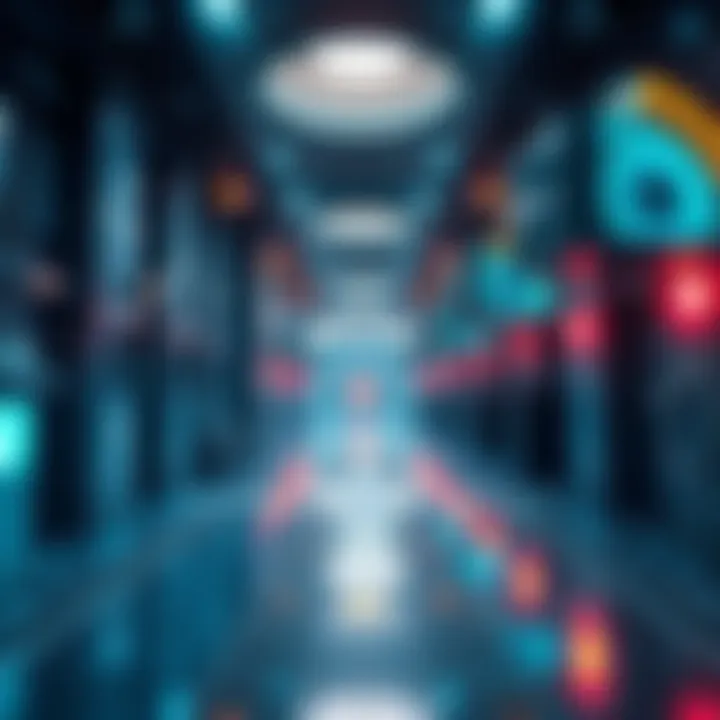 CERN Facility with Quantum Effects A view of the CERN facility with a visual representation of quantum waves and timelines in the background, symbolizing the Mandela Effect.