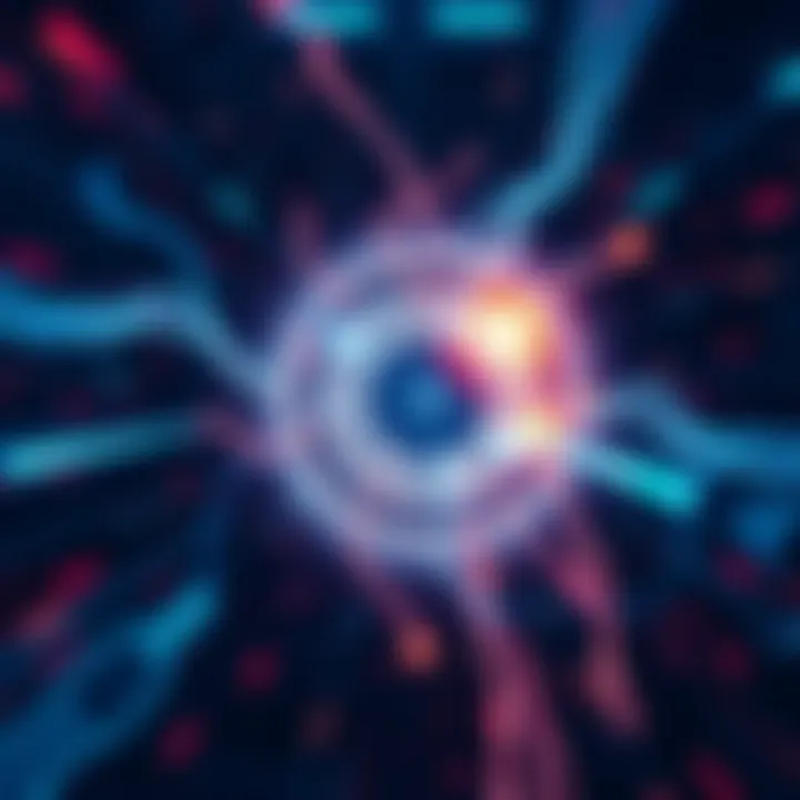 Illustration of the Large Hadron Collider with swirling energy and fragments symbolizing different timelines and reality shifts.