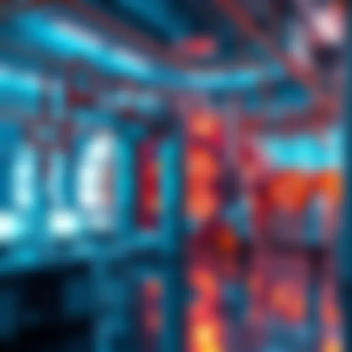 CERN Laboratory A view of CERN's Large Hadron Collider with scientists working in the background.