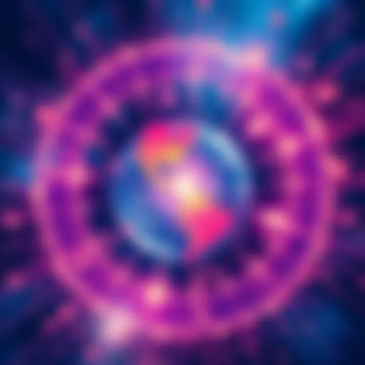 CERN Particle Collision A visual representation of CERN's particle collision with colorful energy bursts and abstract particles symbolizing different dimensions of Earth.