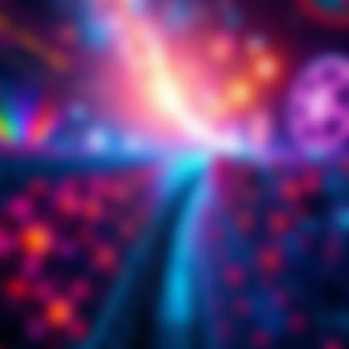 A visual representation of CERN's timeline convergence with cosmic elements and vibrant colors, symbolizing a shift in reality and positive energy.