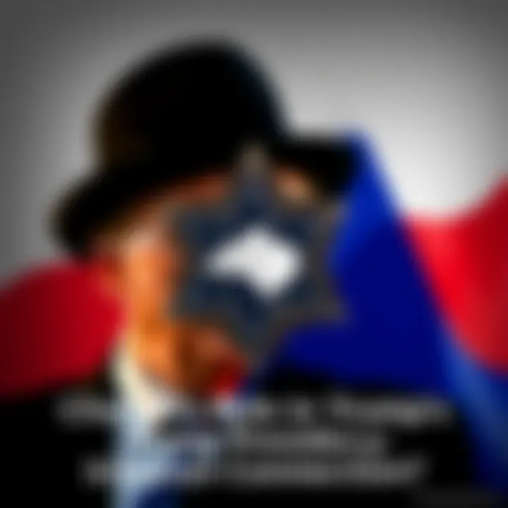 Chabad symbol in the foreground with a faded image of Trump and the Russian flag behind, representing connections between them.