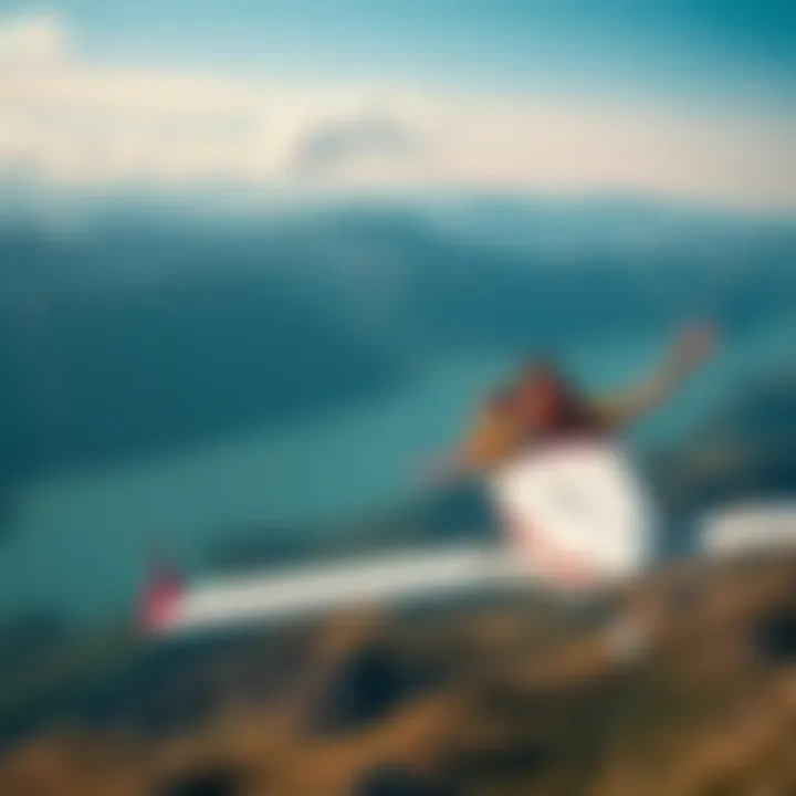 Chad piloting a small airplane over scenic mountains