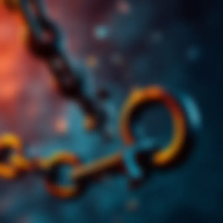A broken chain symbolizes freedom from financial control and debt dependency, with broken links representing individuals and governments escaping from banking influence.