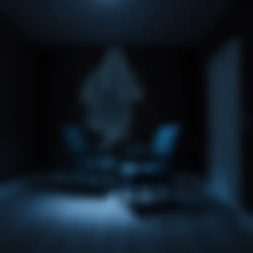 A dimly lit room with two chairs slightly askew as if recently moved, hinting at a possible ghostly presence.