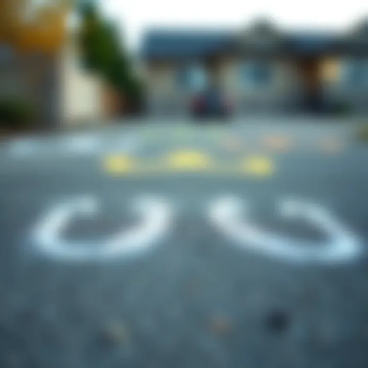 Chalk symbols on driveway Close-up of unusual chalk symbols drawn on a residential driveway