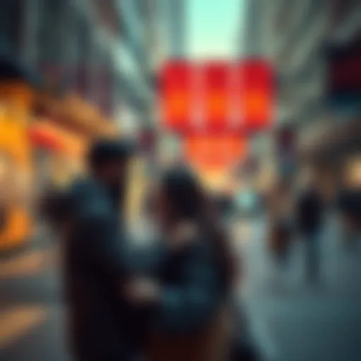 A chance encounter between two people on a busy street, illustrating the concept of coincidences in everyday life.