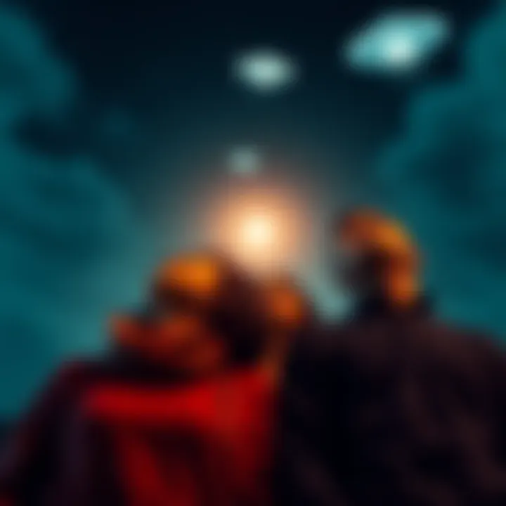 Chandra Levy's parents looking up at the sky, pondering connections between her case and UFO sightings.