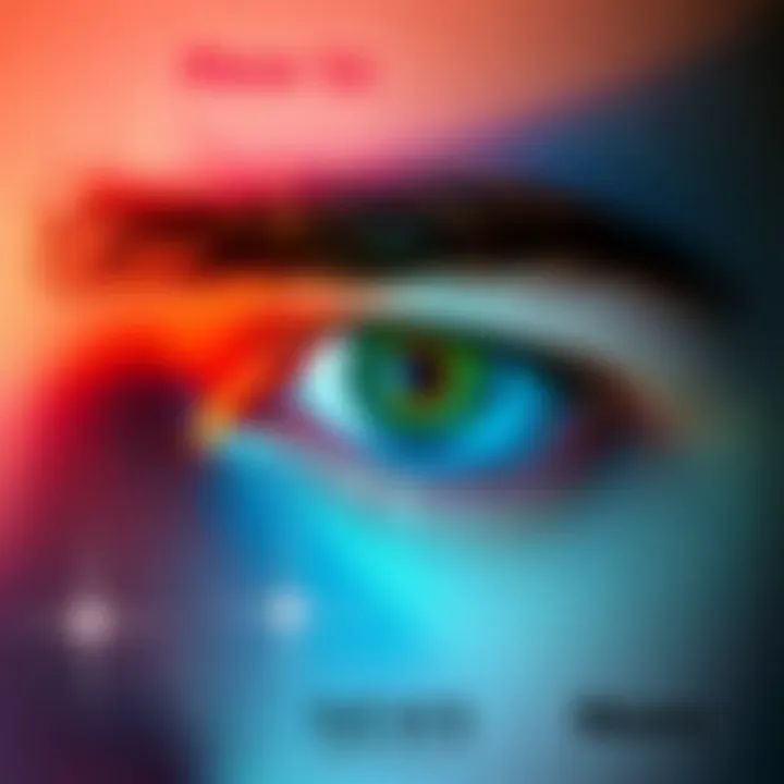 A close-up of a person's eyes showing brown eyes transforming into green and blue shades