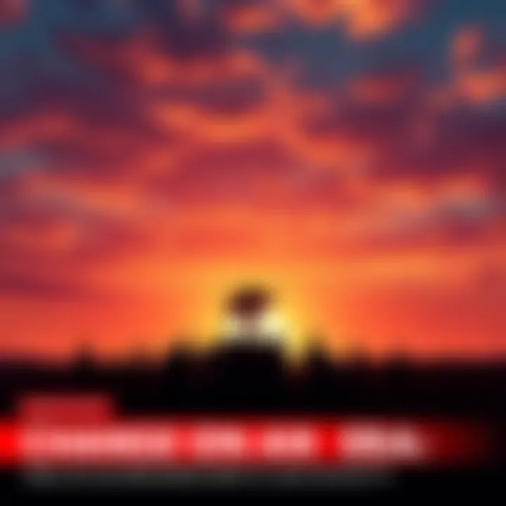 A sunset symbolizing the end of an era, with silhouettes of people looking towards the future.