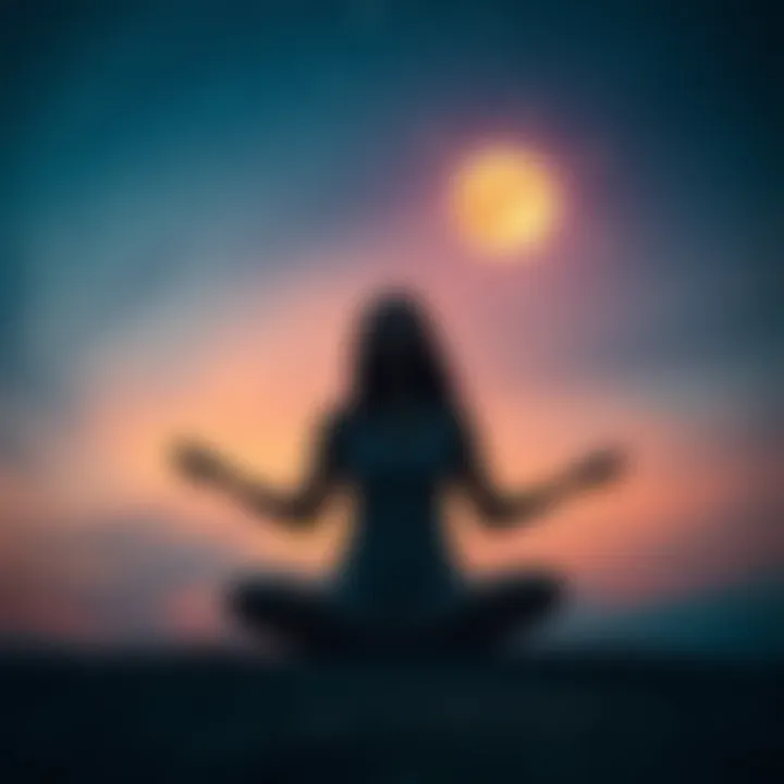 Channeling Black Moon Lilith A person meditating under a night sky, symbolizing the energy of Black Moon Lilith while embracing their voice and healing from past guilt.