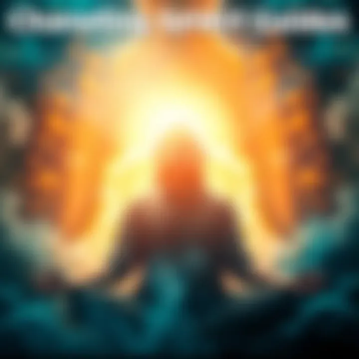 A person meditating with a serene expression, surrounded by soft light, symbolizing connection with spirit guides.