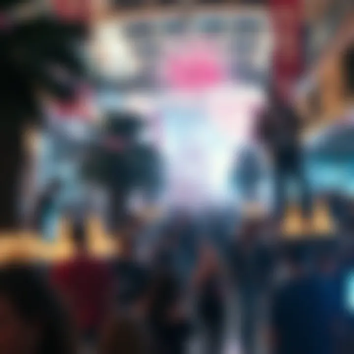 Chaos at Miami Mall Crowd of people in a busy Miami mall during New Year's celebrations, with fireworks in the background and signs of a disturbance.