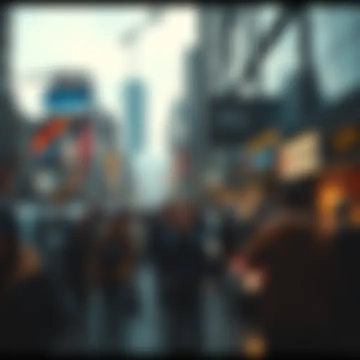 Chaos in 2025 A busy city street during a chaotic event with people looking confused and concerned