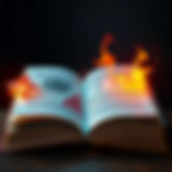 An open book displaying mystical symbols and texts related to chaos magic, with light shining around it
