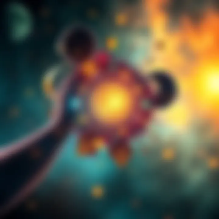 An artistic representation of chaos magic with symbols like stars, moons, and abstract shapes, representing the idea that all beliefs are valid.