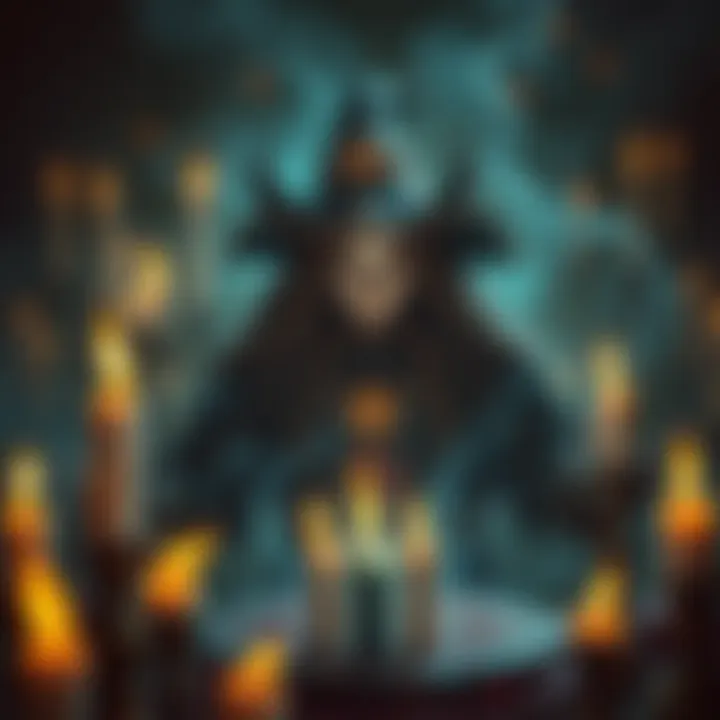A Chaos witch surrounded by candles and symbols, focusing on warding their name for protection