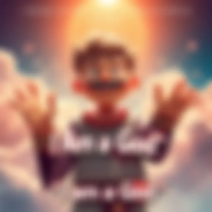 A character with a confident pose humorously declaring 'I am a God', surrounded by whimsical clouds and sparkles, inspired by the movie 'Wish Dragon'