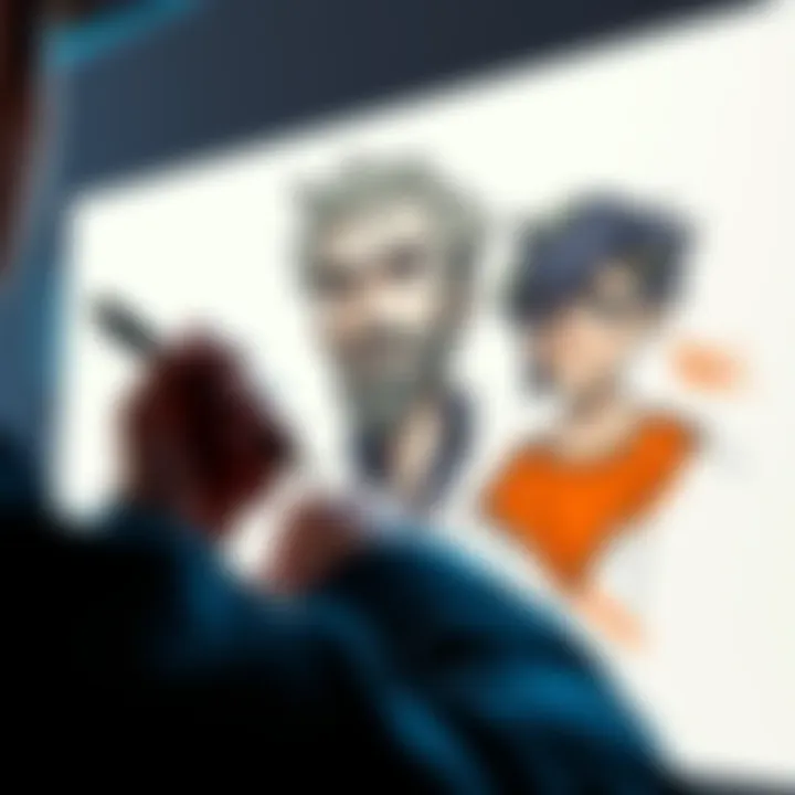 A person sketching a character that resembles themselves with unique features and style, expressing personal connection through art.