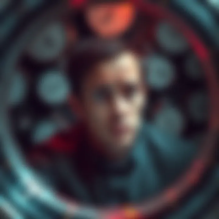A character looks frustrated, surrounded by clocks representing a time loop, trying to find a solution to escape.