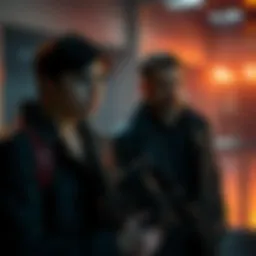 Two main characters in a dramatic setting, looking concerned as they discuss the disappearances of key figures in the series.